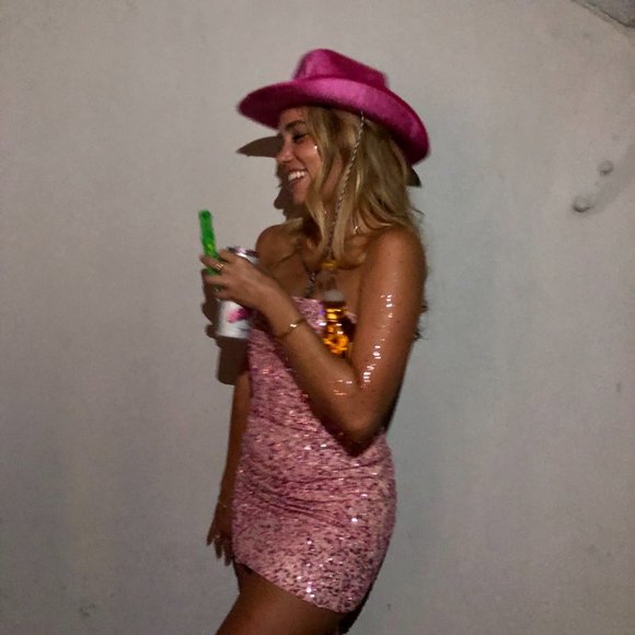 RETROFÊTE Heather Strapless Sequin PINK Dress - Picture 5 of 5